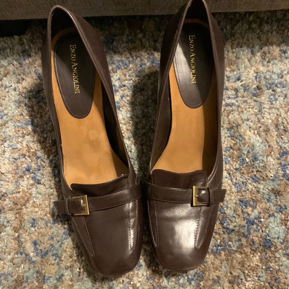 Brown Enzo Angiolini shoes.  With brass buckle on toe